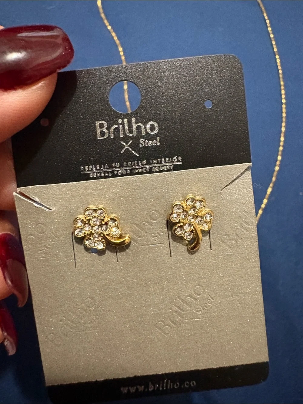 Gold Crystal Flower Necklace & Earring Set